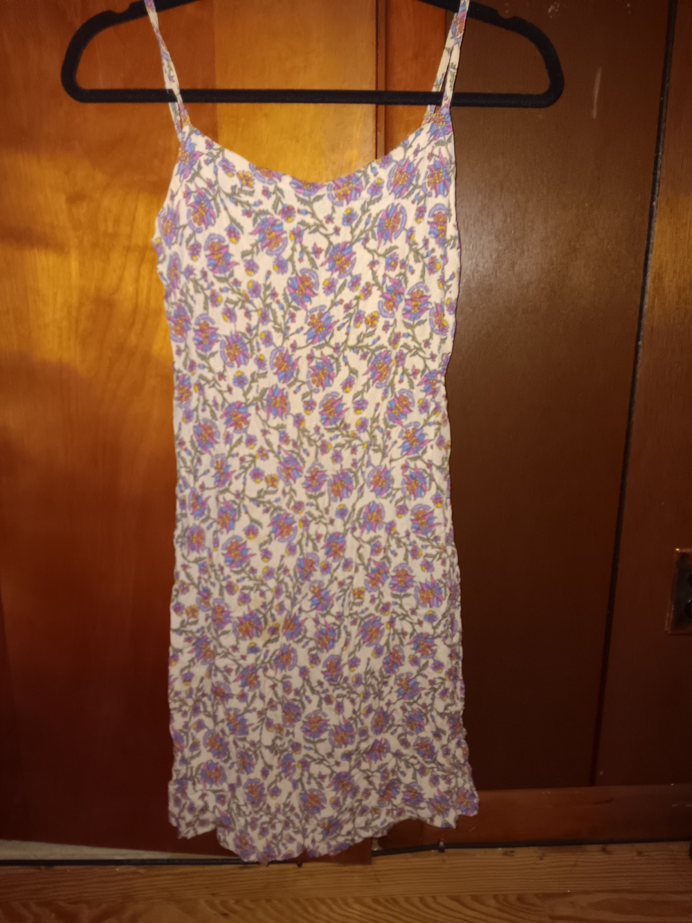 Old Navy Cream Floral Slip Dress with Purple and Blue Blooms